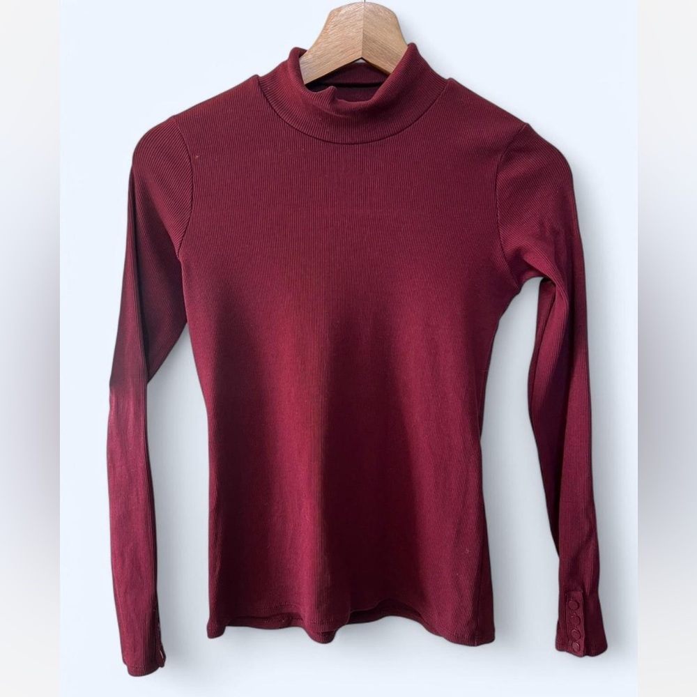 Sezane Felix turtleneck jumper burgundy size XS NWT - Picture 2 of 6